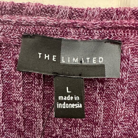 The Limited‎ Knit Tunic Top Purple Womens Size L Ribbed HiLo Hem Round Neckline - Picture 2 of 8